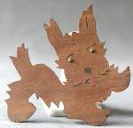 Click here to enlarge image and see more about item JVCFA31: Vintage Wooden Scottie with Raised Eyes Pin
