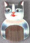 Click here to enlarge image and see more about item JVCHCV20: Vintage Hand Painted Wooden Mini Cat Comb