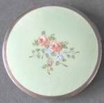 Vintage Sea Green with Roses Enamel Compact
