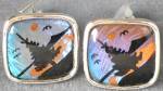 Click to view larger image of Vintage Morpho Butterfly Wing Pine Tree Cufflinks (Image1)