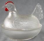 Vintage Kitchen Clear Glass Hen On Nest Dish  