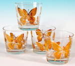 Vintage Gold Butterfly Glasses Set of 4