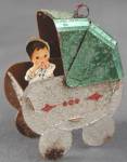  Vintage Paper Baby Buggy Christmas Ornament