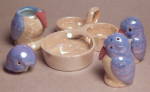 Click to view larger image of Lusterware Bird  Salt/Pepper and Condiment in Tray (Image2)