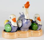 Lusterware Bird Salt and Pepper and Condiment in Tray