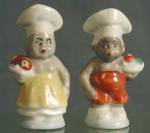 Click here to enlarge image and see more about item SPBA1: Vintage Black Chefs With Vegetables