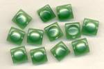 Click here to enlarge image and see more about item SVBUT4: Vintage Plastic Green Moonglow Square Buttons