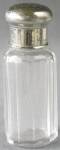 Vintage Cut Glass Table Bottle Jar, Silver Top