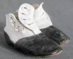 Click to view larger image of Victorian Leather Hightop Black & White Baby Shoes (Image1)