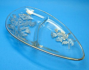 Vintage Silver Overlay Teardrop Divided Candy-nut Dish