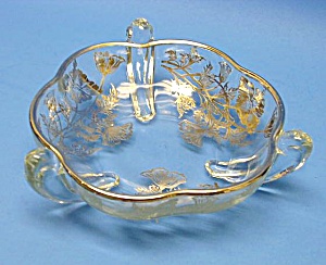 Beautiful Vint. Silver Overlay Raised Candy-nut Dish