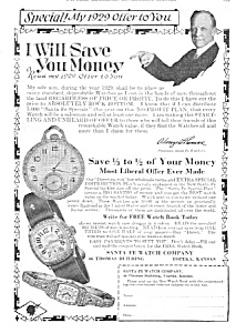 1929 Santa Fe Illinois Pocket Watch Ad