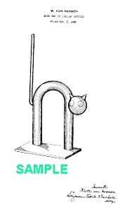 Patent Art: 1930s Art Deco CHASE CAT BOOKEND - matted (Image1)