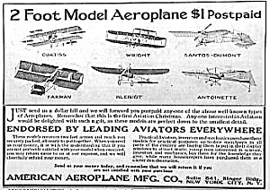 1910 American Aeroplane Toy Magazine Ad L@@k