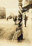 c.1908 BOY in FRONT OF BARBER POLE, Indianapolis Photo