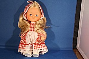Doll in Red Checkered Dress and Matching Hat (Image1)