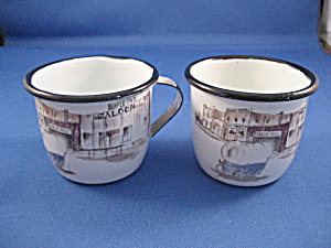 Two Miniature Enamel Souvenir Cups