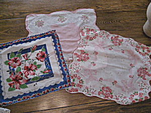 3 Flowered Handkerchiefs