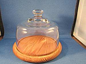 Wooden Base Cheese Or Butter Covered Dish