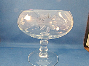 Flower Etched Glass Compote