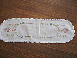 Oval Hand Embroidered Table Scarf