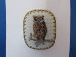 Cross Stitch Owl Brooch