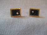 Click to view larger image of Black Plastic and Faux Diamond Cuff Links (Image1)