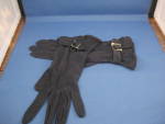 Blue Rayon Buckled Gloves