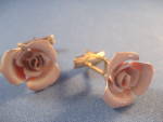 Metal Painted Pink Rose Cuff Links