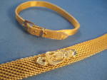 Gold Mesh Buckle Necklace and Bracelet