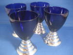 Colbalt Blue Liquor Glasses with Silver Stems