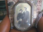 Click to view larger image of Hand Painted Curved Glass Frame of an Early Couple (Image2)