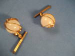 Real Gold and Crystal Cuff Links