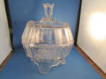Clear Ribbon Footed Covered Dish