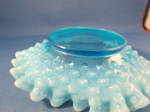 Click to view larger image of Fenton Blue Opalescent Ruffled Nappy Bon Bon Bowl (Image3)