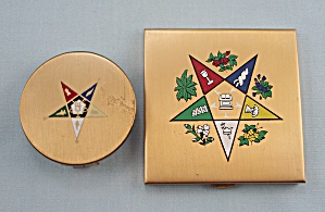 Newport - Masonic Eastern Star Compact / Separate Lipstick & Mirror Set