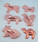 Aluminum Slotted Cookie Cutters, Copper, 6 Animal Shapes