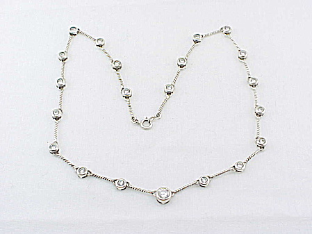 Sterling Silver Clear Cz Rhinestone Tin Cup Necklace
