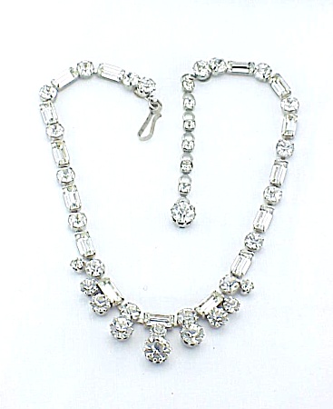 VINTAGE CLEAR RHINESTONE CHOKER NECKLACE SIGNED MADE IN AUSTRIA (Image1)