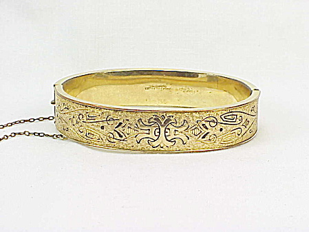 Victorian 10k Gold Filled Etched Taille D'epergne Bangle Bracelet