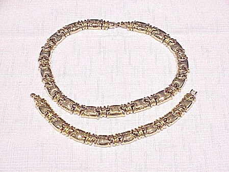 Monet Gold Tone Choker Necklace And Bracelet Set