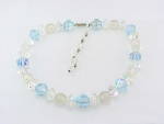 Click to view larger image of VINTAGE BLUE AND CLEAR AURORA BOREALIS CRYSTAL BEAD NECKLACE (Image1)