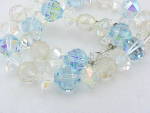 Click to view larger image of VINTAGE BLUE AND CLEAR AURORA BOREALIS CRYSTAL BEAD NECKLACE (Image2)