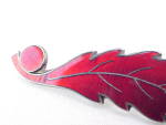 Click to view larger image of ANTIQUE OR SCANDINAVIAN STERLING SILVER RED ENAMEL LEAF BROOCH (Image3)