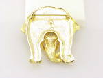 Click to view larger image of LARGE MATTE GOLD TONE WRINKLED FACE ELEPHANT BROOCH  (Image2)