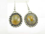 DANGLING STERLING SILVER AND AGATE PIERCED EARRINGS