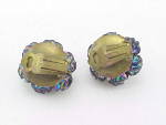 Click to view larger image of VINTAGE WESTERN GERMANY IRIDESCENT BEAD CLIP EARRINGS (Image2)