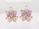 VINTAGE PINK AND LAVENDER LUCITE THERMOSET CLIP EARRINGS