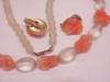 Click to view larger image of VINTAGE ORANGE ART GLASS BEAD NECKLACE AND EARRINGS SET (Image2)