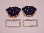 Click to view larger image of 2 PAIRS OF SHOE CLIPS - 1 RHINESTONE, 1 BLACK PATENT AND FILIGREE (Image1)